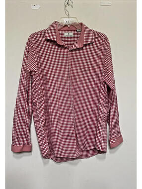 Southern Pines Red Gingham button Up Long Sleeve Short Size XXL Red White
